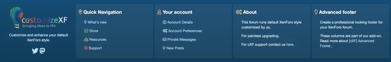 Resource '[cXF] Advanced Footer - Footer đẹp cho Xenforo 2'