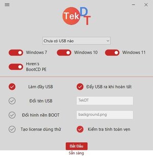 TekDT USB Creator - Công cụ tạo USB cài win tự động