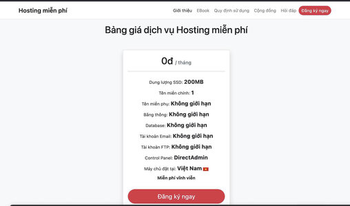 Hosting Việt Nam chất lượng Free trọn đời