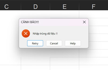 Cách tạo cảnh báo khi nhập trùng dữ liệu trong Excel