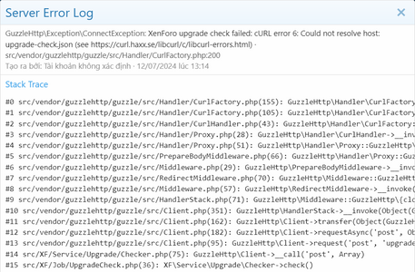 Fix lỗi XenForo upgrade check failed: cURL error 6 hiệu quả